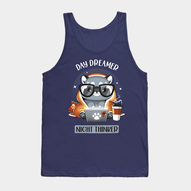 Nocturnal Personality - cute nerdy racoon Tank Top by Snouleaf